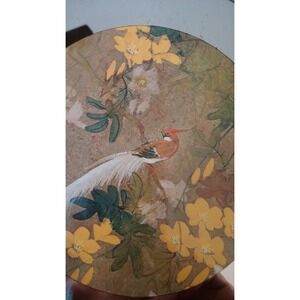 Vintage set of 2 circular‎ bird wall hangings decor